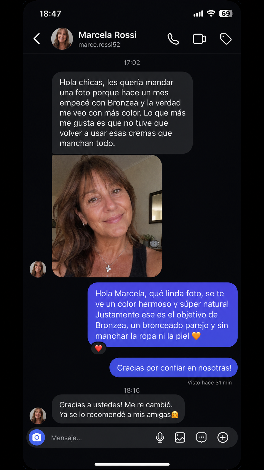 Testimonio de clienta Bronzea